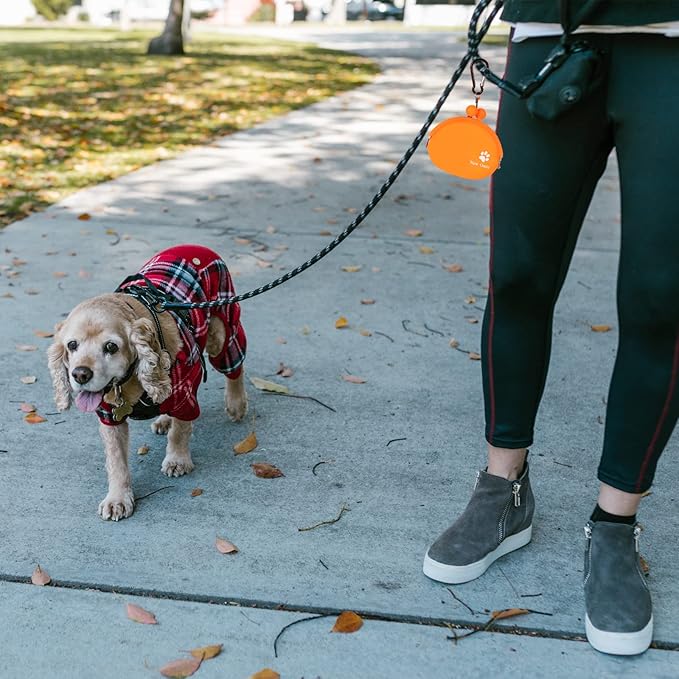 New Oasis Dog Treat Pouch, 10oz Silicone Treat Pouches for Pet Training BPA Free Small Dog Treat Bag for Leash, Orange