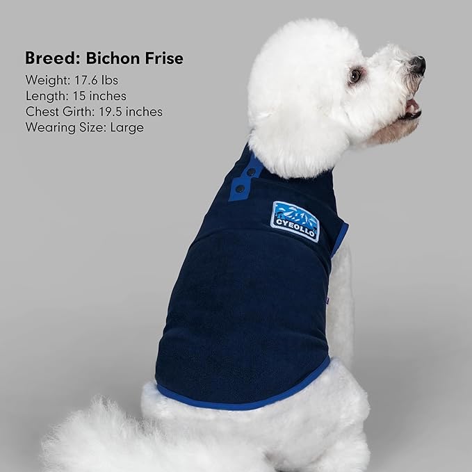 cyeollo 2XL Fleece Dog Sweater, Stretchy Pullover Fleece Vest with Turtleneck Dog Sweatshirt Warm Winter Clothes for Medium to Large Dogs Boy Pet Apparel, Navy Blue XXL