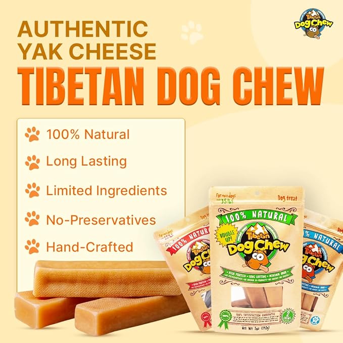 Tibetan Dog Chew Yak Cheese Sticks for Aggressive Chewers | Natural, Long Lasting & Easy to Digest with No Additives, Rawhide, Grains, or Gluten | 2 Medium, 2 Large & 1 Extra Large Chew, Mix Pack 1lb