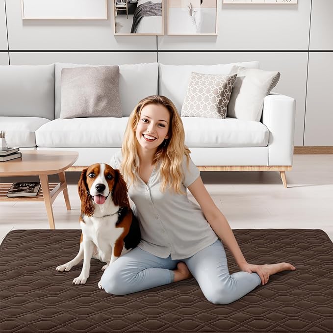 Smiry Waterproof Dog Blanket, 52x82 Inch Soft Pet Bed Cover Reversible, Washable Sofa Couch Furniture Protector for Small Medium Large Dog Puppy Cat, Chocolate/Dark Grey