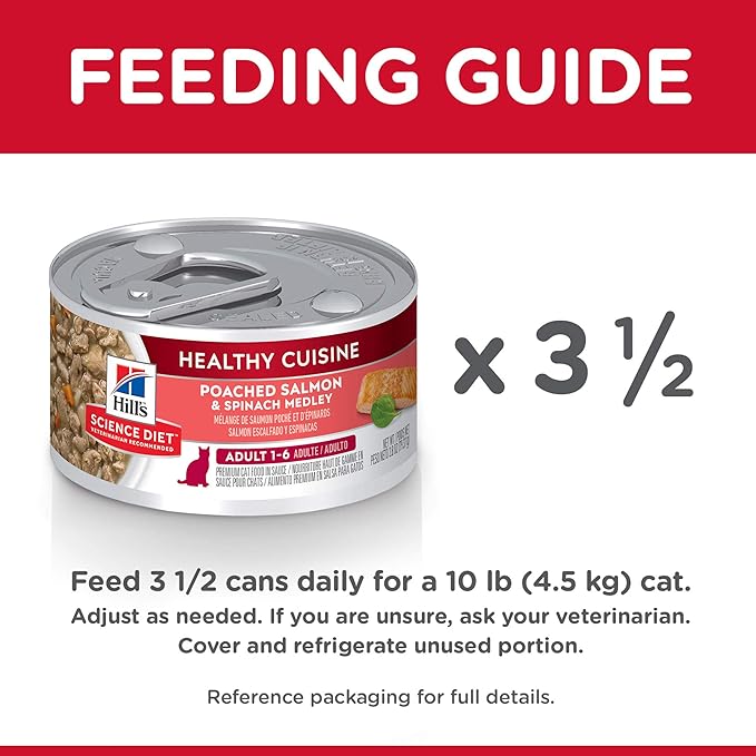 Hill's Science Diet Healthy Cuisine, Adult 1-6, Great Taste, Wet Cat Food, Pached Salmon & Spinach Stew, 2.8 oz Can, Case of 24