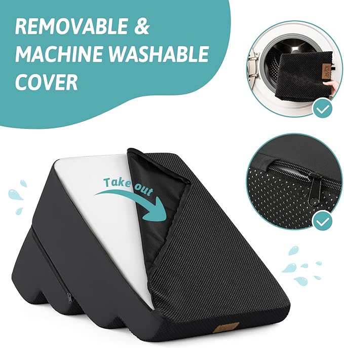 Dog Stairs for Small Dogs 19.7" H, Detached Dog Step for Puppy or Older Cat, Ramp for Bed, Sofa, Couch or Chair, Ladder with High Density Foam, 15.7x28.3x19.7 inch, 4 Step, Black