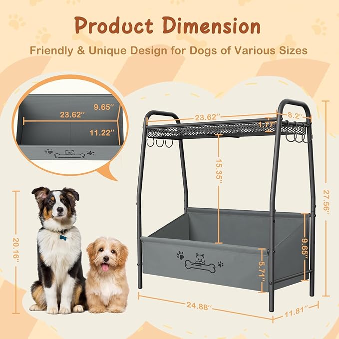 Large Dog Toy Basket, Dog Toy Bin with Storage Organizer, Trapezoid Dog Toy Box for Dog Stuff, Toy Holder Chest for Pet Dog Cat, Dog Essentials for Dog Accessories, Dog Gift Basket Living Room