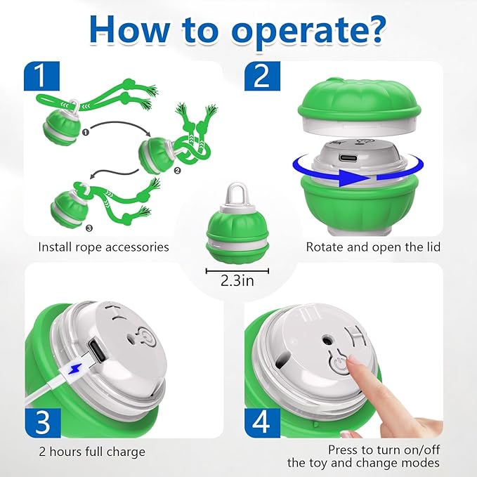 Interactive Dog Toys for Small Dogs, Automatic Moving, Motion Activated, Squeak, Active Rolling Dog Ball Wicked Ball for Daily Training