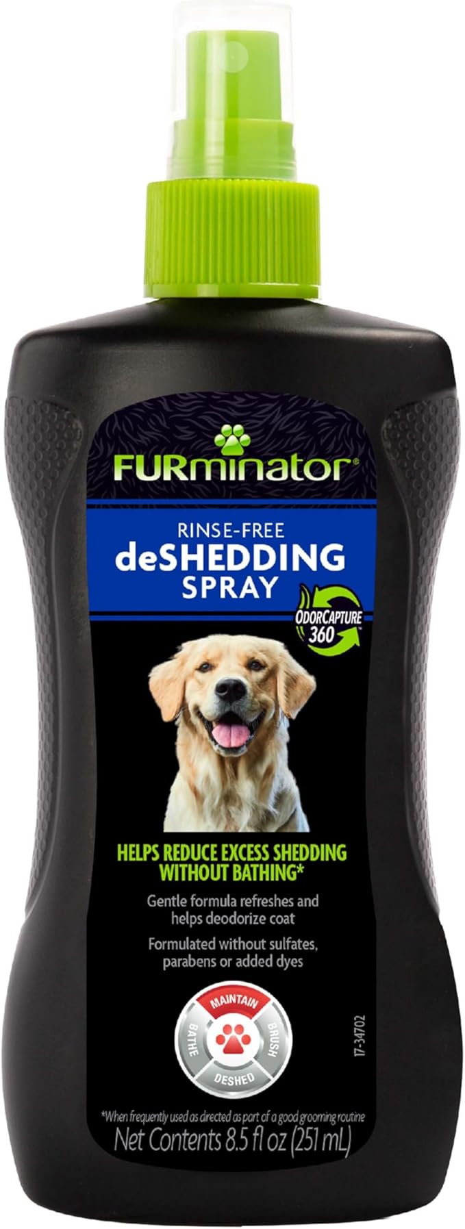 FURminator® Rinse-Free deShedding Spray For Dogs, Helps Reduce Excess Shedding And Refreshes Between Baths, 8.5 Fluid Ounces