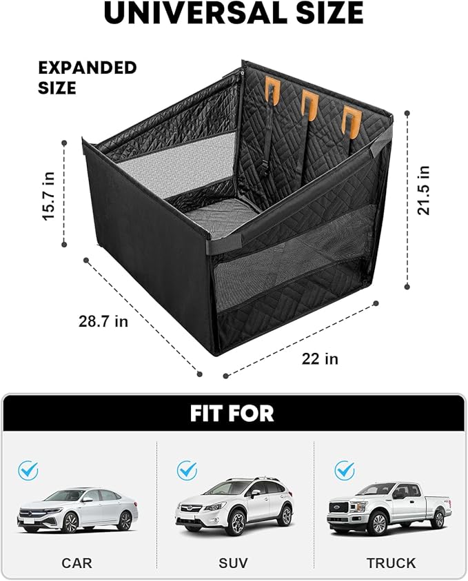 Kohree Dog Car Seat Cover for Medium Dogs, Hard Bottom Dog Car Seat Cover for Back Seat Waterproof 600D Car Hammock for Dogs Pet Back Seat Extender for Cars SUV Truck-Upgraded Version