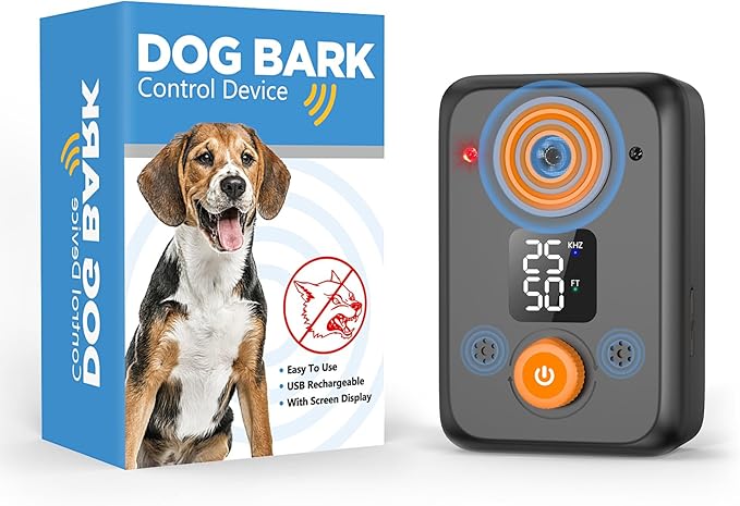 Anti Barking Device for Dogs,50FT Effective Range bark Deterrent Device,3 Modes Rechargeable,Fit All Breeds&Size Dog Orange,Medium