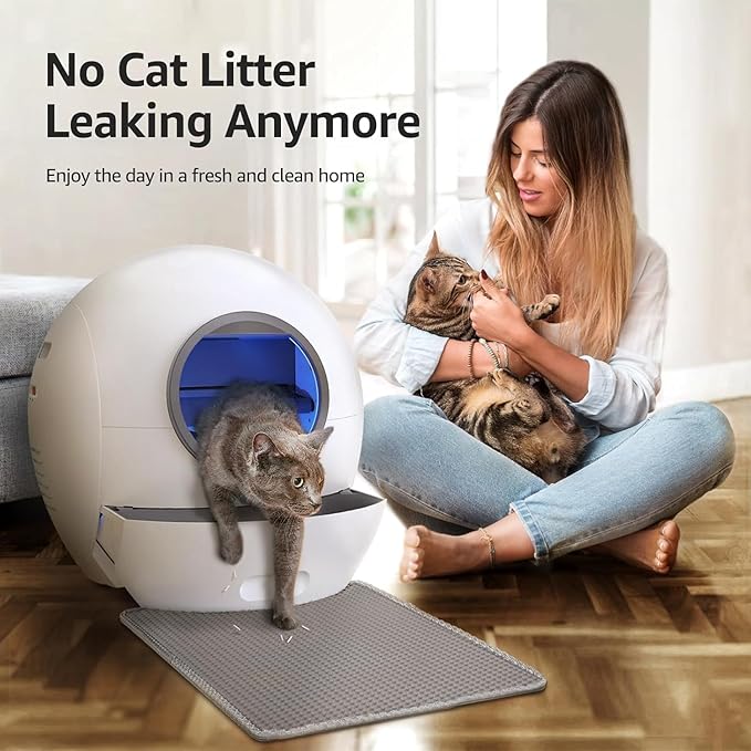 Self Cleaning Litter Box, Automatic Litter Box Self Cleaning for Multiple Cats, Extra Large Robot Cat Litter with Safety Sensor Protection, Odor Removal, Smart APP Control, Litter Tracking Pedal