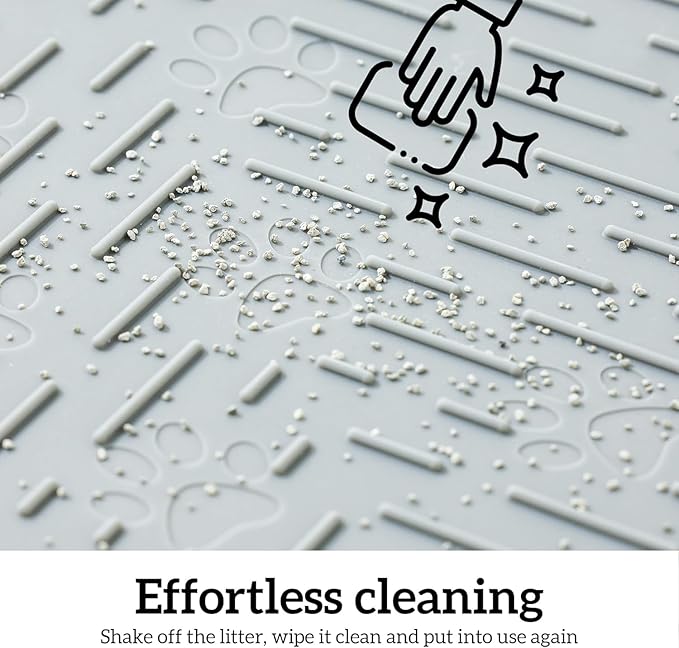 Cat Litter Mat Large Trapping Mat Premium Silicone Rubber 31.5x23.6 Coral, Waterproof and BPA Free Kitty Litter Box Mat, Easy to Clean and Keeps The Floor Tidy