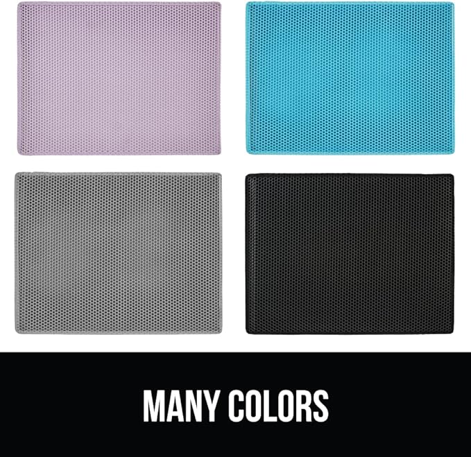 GORILLA GRIP Honeycomb Cat Litter Box Mat, Two Layer Trapping Waste Mats, Soft On Paws, Litter Box Supplies and Essentials for Indoor Cats, Traps Excess, Water Resistant for Floors, 24x15 Gray