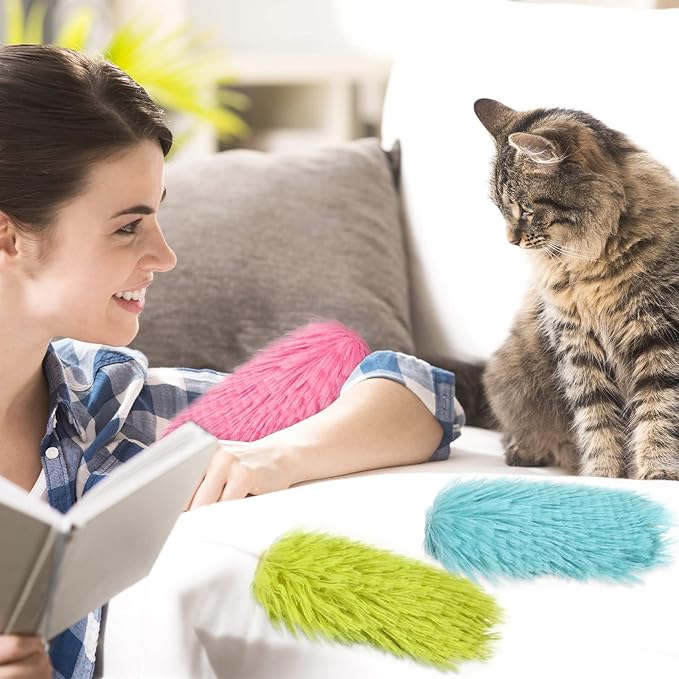 Civaner 6 Pcs 6 Inch Cat Catnip Toy Cat Interactive Kicker Toy Soft Plush Kitten Pillow Stick Kitten Chasing Chewing Exercising Catnip Filled Plaything for Puppy Indoor(Grass Green, Blue, Pink)