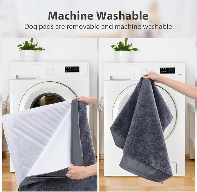 MIHIKK Waterproof Dog Beds Large Sized Dog Orthopedic Dog Beds for Crate with Removable Washable Cover Egg-Crate Foam Pet Pad Mat with Anti-Slip Bottom, 36x27 Inch, Grey