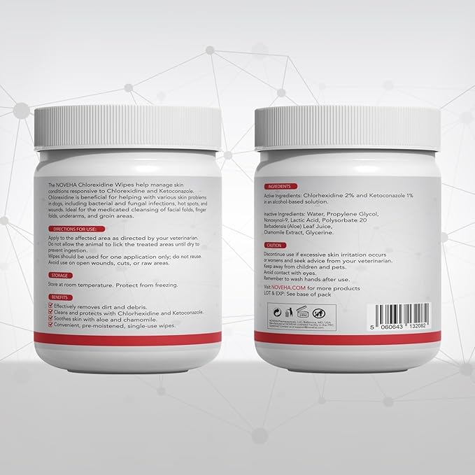 NOVEHA Pet Wipes - Formulated Pet Wipes - for Facial and Finger Folds, Underarms - 3" x 2" Size (450 Counts)