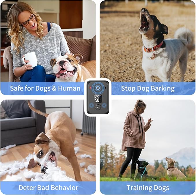 Anti Barking Device for Dogs,50FT Effective Range bark Deterrent Device,3 Modes Rechargeable,Fit All Breeds&Size Dog Black,Medium