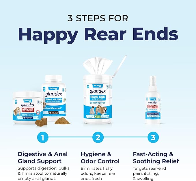 Vetnique Labs Glandex Dog Fiber Supplement Powder for Anal Glands with Pumpkin, Digestive Enzymes & Dog Probiotics for Digestive Health - Vet Recommended - Boot The Scoot (Pork Liver, 2.5oz Powder)