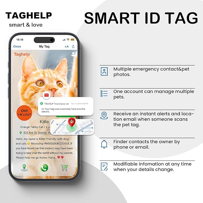 2 Pack QR Code Cat Collar for Lost Cat Recovery, Breakaway Reflective Collar with Bell & Instant Online ID, Adjustable 7.5-12.5 Inch for Peace of Mind (Black & Rose Red)