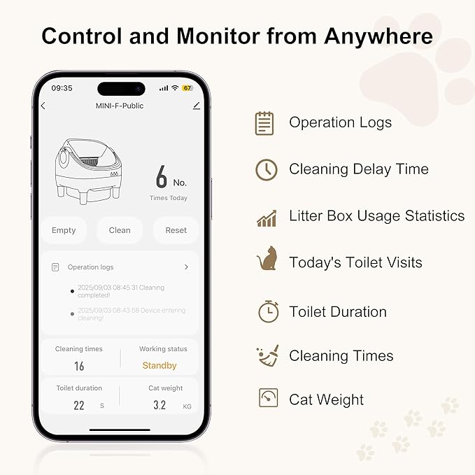 Open-Top Self-Cleaning Cat Litter Box, Automatic Litter Box for Multiple Cats with 10.5L Waste Bin, Advanced Safety Sensors, Quiet Operation, Easy to Clean (Gray)