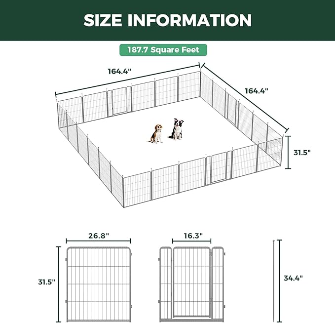 FXW Aster Dog Playpen Designed for Yard, 32inch 24 Panels