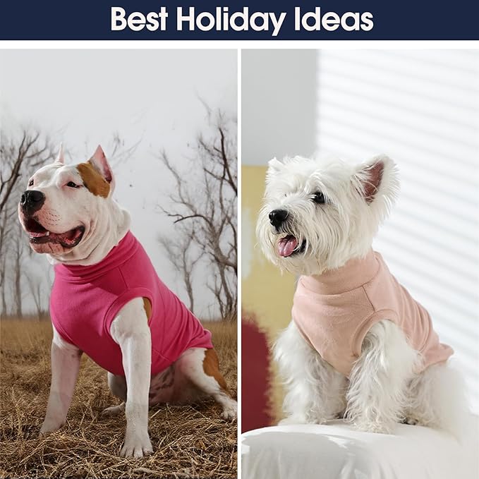 IECOii 2 Pack Dog Sweaters Vest Fleece, Warm Fall Winter Coat for Small Dogs with Leash Hole, Soft Stretchy Pet Pullover Clothes for Indoor Outdoor Walking (Size M, Rose Red & Dusty Pink)