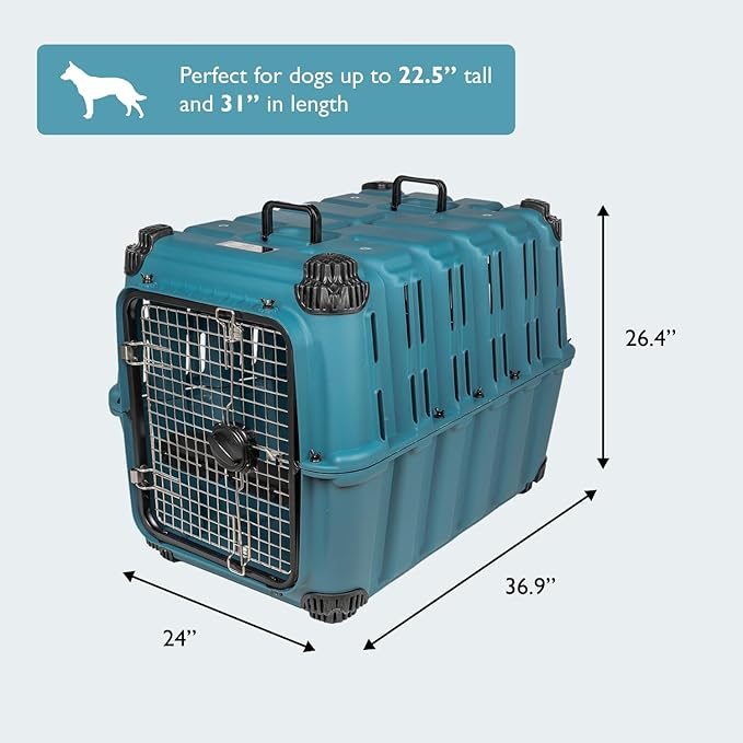 Mammoth Guardian Dog Kennel 36" Heavy Duty Travel & Outdoor Crate for Puppies, Small, Medium & Large Dogs, Secure 3 Bolt Lock, Adventure Ready for Hunting, Camping & Offroad – Lagoon Blue Kennel
