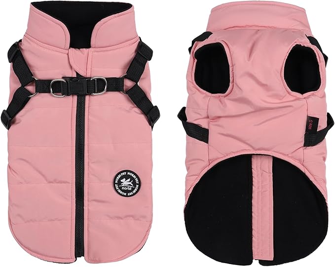 Norbi Dog Coat - Winter Jacket with Built-in Harness, Adjustable Warm Coats for Small to Large Dogs, Perfect for Cold Weather