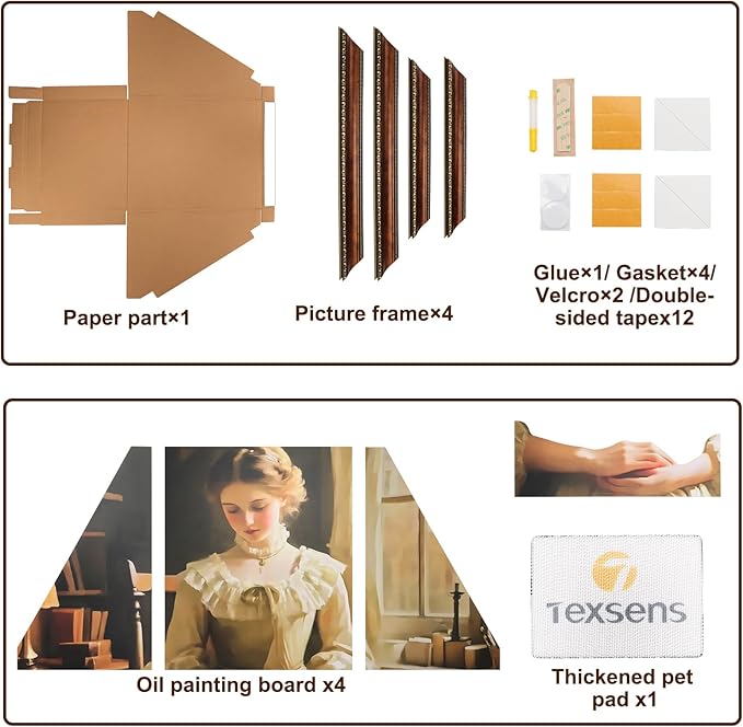 Texsens 3-in-1 Cat Scratcher Art Frame - Interactive Cat Bed & Scratching Pad with Painting Background - Eco-Friendly Decor & Furniture for Cats & Kittens