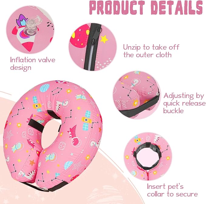 Inflatable Dog Cone Collar for After Surgery, Dog Donut Collar After Surgery, Soft Pet Cone for Small Medium Large Dogs to Stop Licking