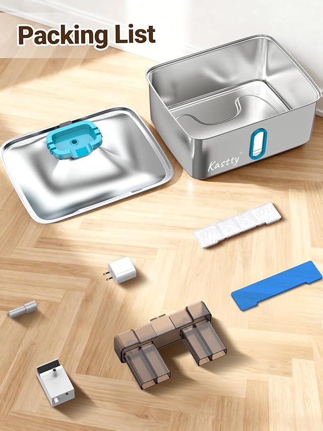 Kastty 15L/3.96 Gal Large Capacity Dog Water Bowl Dispenser,Stainless Steel Dog Water Fountain Quiet LED Light Triple Filtration Dog Water Bowl, Automatic Pet Water Fountain Easy Cleaning Blue FS78