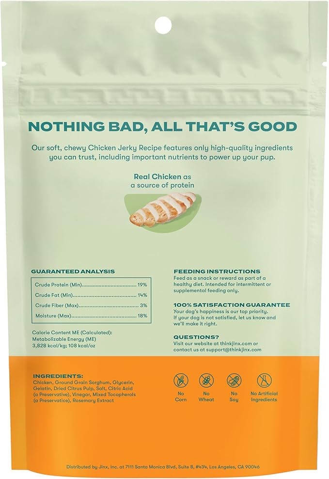 Jinx Chicken Bites Jerky Dog Treats - Soft & Chewy, All Natural Dog Jerky Treats with Cage-Free Chicken - Pet Products for All Dogs (Puppies, Adults & Seniors) - 5oz