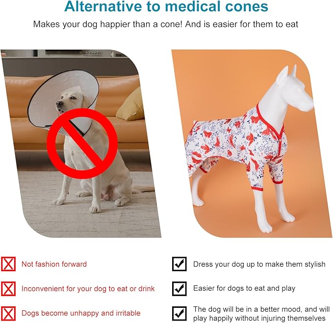 LovinPet Large Dog Bodysuit for Shedding, Pet Anxiety Relief Pajamas, Uv Protection Dog Shirt, Comfy Stretchy Fabric, Pajamas for Pitbulls, Pitbull Clothes for All Seasons,Medium