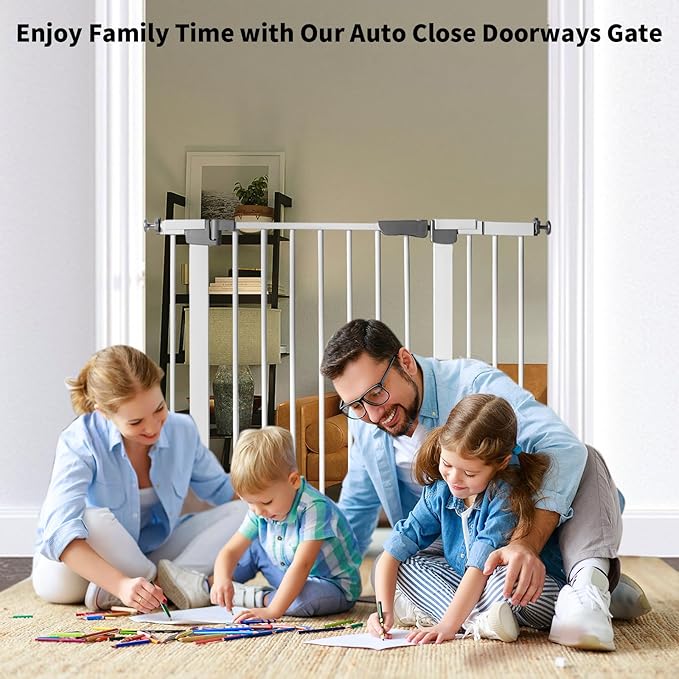 30 Inch Tall Baby Gate Auto Close Dog Gate Adjustable 29.92"-43.71" Wide Pressure Mounted Walk Through Swing Pet Gate for Doorways (29.92"-43.71" Wide)