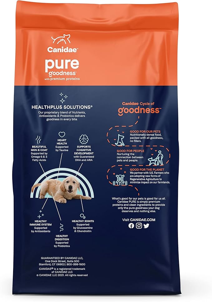Canidae Pure Limited Ingredient Premium Puppy Dry Dog Food, Real Chicken, Lentil & Whole Egg Recipe, 12 lbs, Grain Free