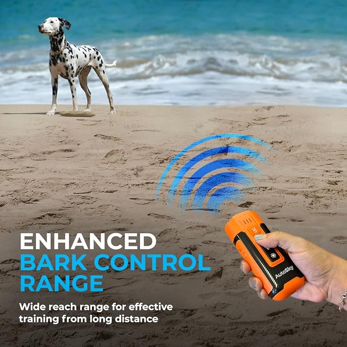 AutoSky Bark Zero Ultrasonic Dog Bark Deterrent & Training Device, Handheld Anti Barking Control with LED Flashlight, Rechargeable & Humane for Small & Large Dogs