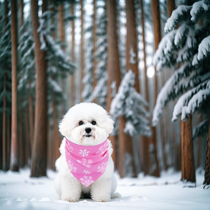 7 Pcs Winter Dog Bandanas for Small Dogs Adjustable Stitching Edge Dog Bandanas Snow Scarves Puppy Cats Breed Grooming S