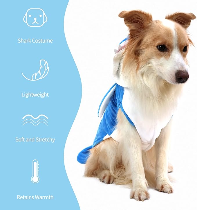 NACOCO Pet Shark Costume Clothes, Cute Christmas Dog Apparel Outfit for Large Dogs, Fall and Winter (Blue, 2XL)