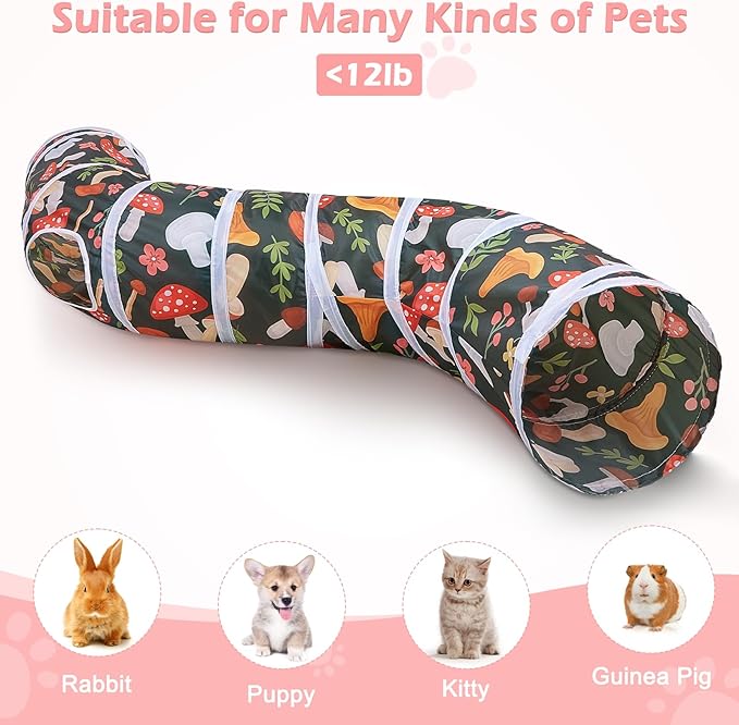 Glittme Cat Tunnel, Cat Tunnels for Indoor Cats, S-Shape Cats Cave with Cat Toys, Foldable Cat Tubes and Tunnels for Cats, Rabbit, Puppy, Guinea Pig