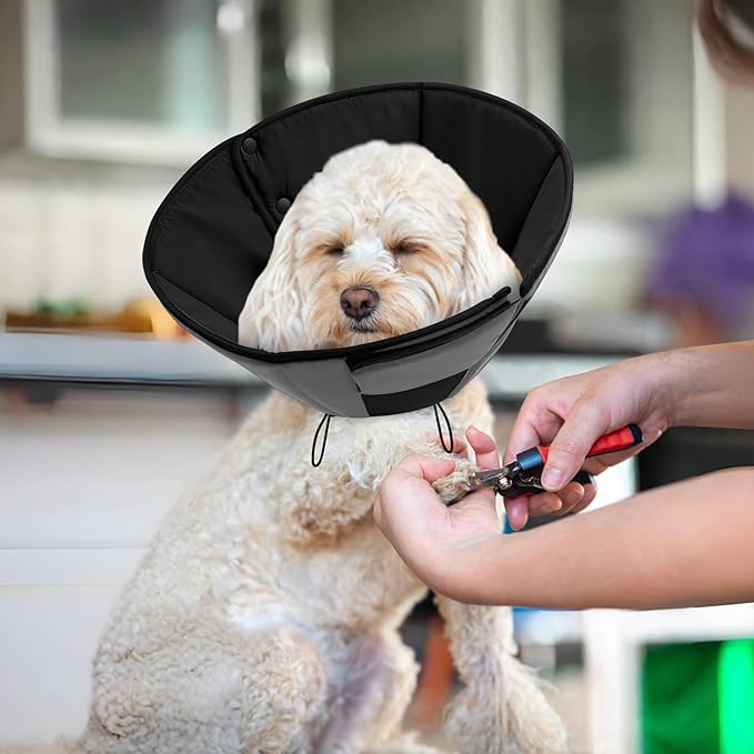 Small Dog Cone Collar, Adjustable Soft Dog Cone for Small Dogs to Stop Licking, Pet Recovery Cone for Male Female Dogs, Grey S