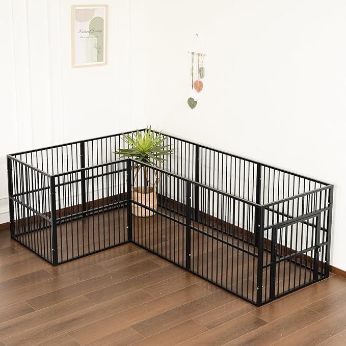 Dog Playpen - 32" Height Dog Pen, Heavy Duty Puppy Pen with Door, Safe & Sturdy, Easy Assemble for Indoor/Outdoor Pet Playpen