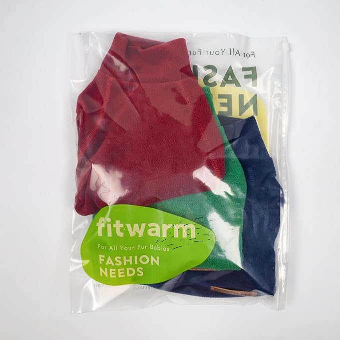 Fitwarm 3 Pack Classic Fleece Dog Sweater, Christmas Dog Winter Clothes for Small Dogs Boy Girl, Holiday Pet Apparel, Burgundy Red, Green, Navy Blue, XS