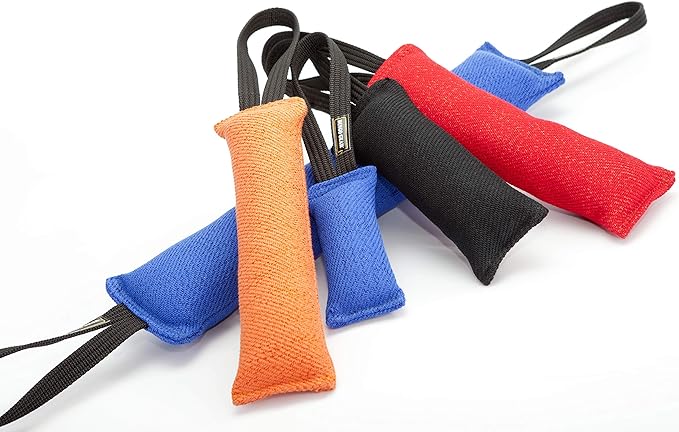 Dingo Gear French Linen tug Toy for Dog, Dog Bumper for Training, Agility, tug of war, Dog bite Pillow for Strong Dog, 2handles 18" red S00068