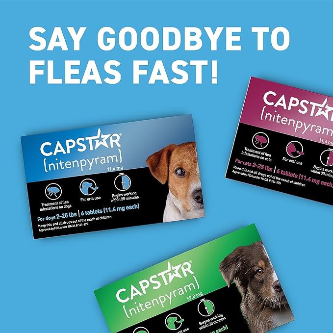 Capstar (Nitenpyram) Fast-Acting Oral Flea Treatment for Dogs 2-25 Lbs, Vet-Recommended Medication Tablets, Flea Tablets for Dogs Start Killing in 30 Minutes, 12 Doses