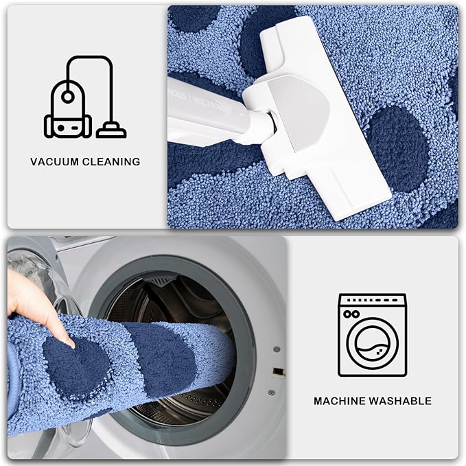 PURRUGS Dirt Trapping Door mat 20" x 31.5", Non-Skid/Slip Machine Washable Microfiber Entryway Rug, Dog Door Mat, Super Absorbent Welcome Mat for Muddy Wet Shoes and Paws, Light Blue