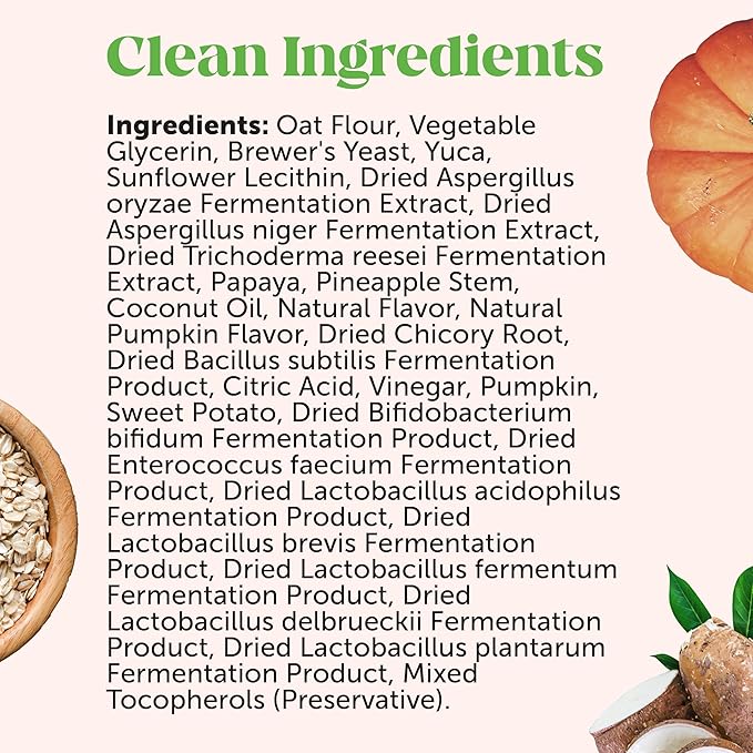 Pet Honesty Probiotics for Dogs for Occasional Diarrhea & Bowel Support, Digestive Enzymes with Prebiotics for Gut Health for Dogs, Immunity Health & Itch Relief (Pumpkin 90 ct)