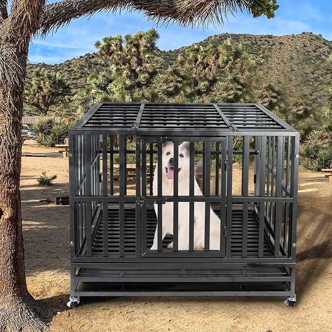 37Inch Heavy Duty Dog Cage Kennel Strong Metal Dog Cage