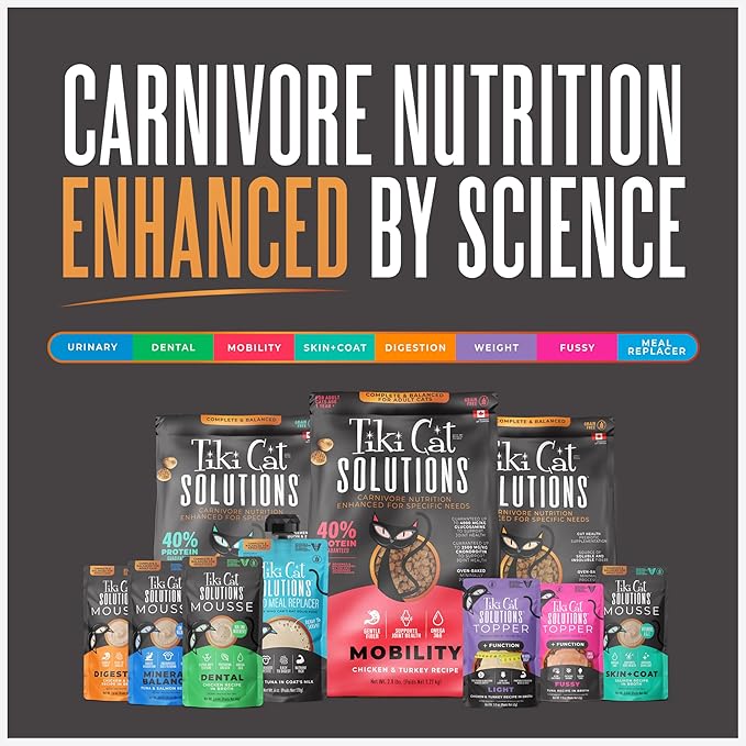 Tiki Cat Solutions Light Mousse, Chicken, Turkey & Pumpkin, Formulated to Support Healthy Trim and Fit, Functional Wet Cat for Adult Cats, 2.4 oz. Pouch (12 Count)