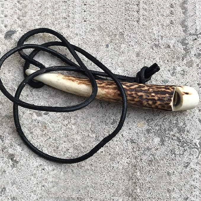 H E STAG Antler Attention Horn Gun Dog Whistle | Training High Pitch Whistle for Training Hunting Shooting | Dog Horn | Ideal for Training and Hunting | Coming with Leather Strap…