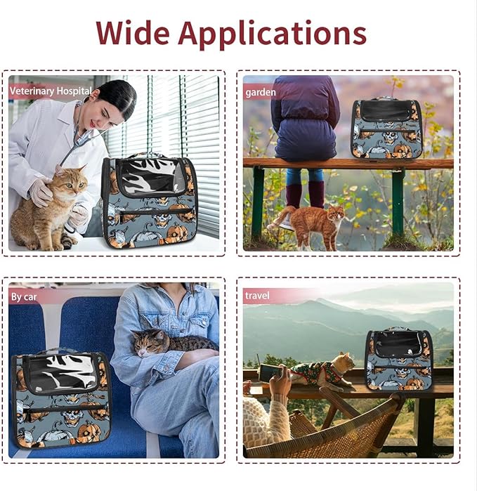 Pumpkin Helloween5 Pet Cat Backpack Carrier for Kitty Small Dog, Ventilated Pet Carrier Bag for Car, Walking, Hiking, Outdoors