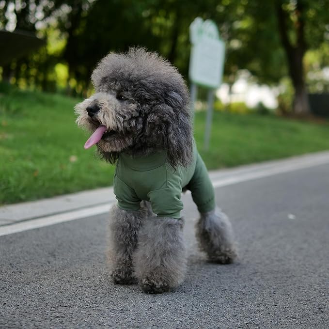 LoveLongLong Dog Jumpsuit with UV Protection and Quick-Dry Fabric for Spring Summer Pet Pajamas Army Green M