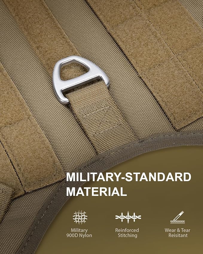 FAYOGOO Tactical Dog Harness for Large Dogs - Mesh Breathable Dog Harness Escape Proof with Handle - No Pull Military Service Dog Vest with Removable Patches for Walking,Training,Hiking