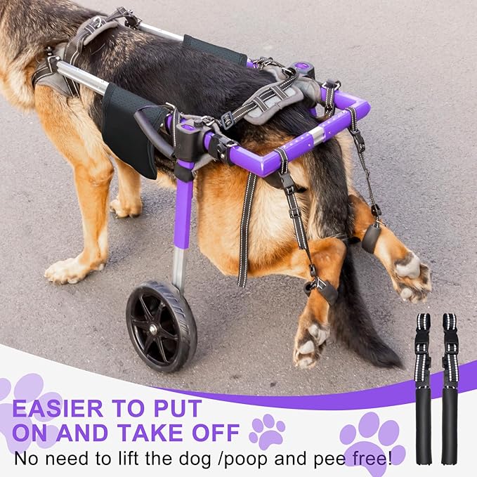 Dog Wheelchair for Back Legs - Lightweight Aluminum Alloy Dog Wheelchair, Upgraded All-Terrain Tires for Large Dogs, 48.5-66.1 lbs(L)